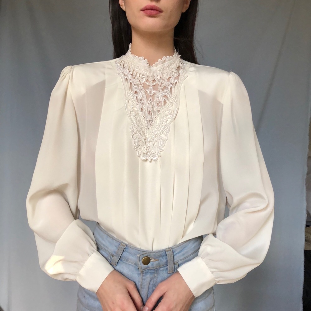 Vintage Cream Lace Blouse